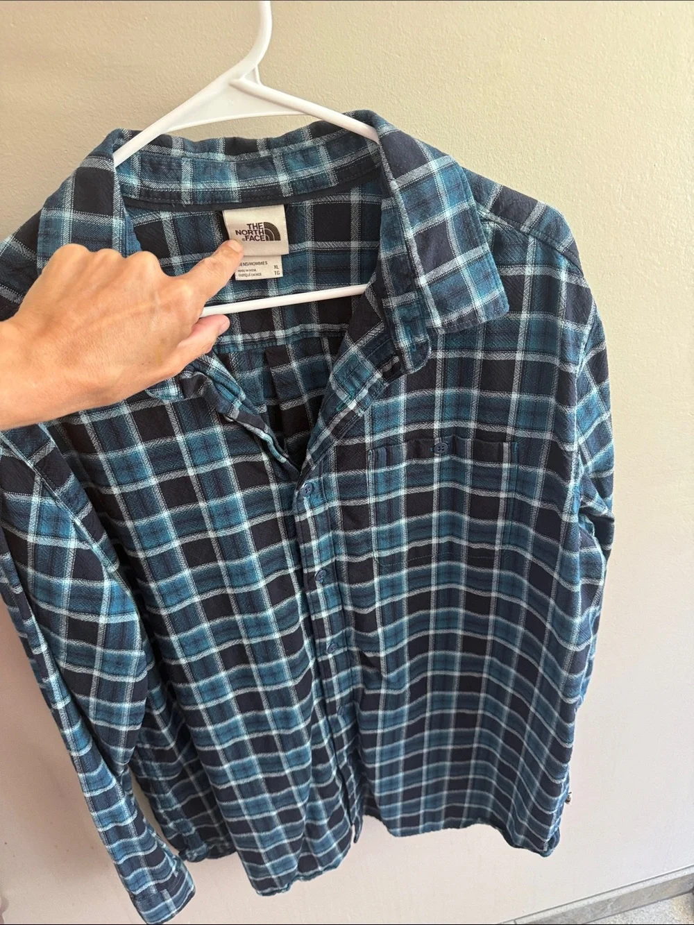 The North Face Teal and Navy Plaid Button-Down Shirt - Men's